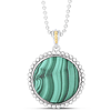 Phillip Gavriel Sterling Silver and 18k Yellow Gold Popcorn Malachite Medallion Necklace