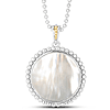 Phillip Gavriel Sterling Silver and 18k Yellow Gold Popcorn Mother of Pearl Medallion Necklace