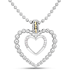 Phillip Gavriel Sterling Silver and 18k Yellow Gold .05 ct Diamond Popcorn Heart Pendant Necklace