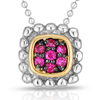 Sterling Silver 18k Yellow Gold Popcorn Quadra Ruby Necklace