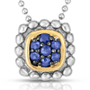 Sterling Silver 18k Yellow Gold Popcorn Quadra Sapphire Necklace
