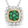 Sterling Silver 18k Yellow Gold Popcorn Quadra Emerald Necklace