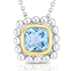 Sterling Silver 18k Yellow Gold Popcorn Quadra Blue Topaz Necklace
