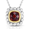 Sterling Silver 18k Yellow Gold Popcorn Quadra Garnet Necklace