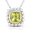 Sterling Silver 18k Yellow Gold Popcorn Quadra Peridot Necklace