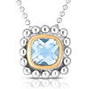 Sterling Silver 18k Yellow Gold Popcorn Quadra Aquamarine Necklace