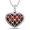 Sterling Silver and 18k Gold Netted Red Carnelian Heart Necklace
