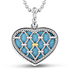 Phillip Gavriel Sterling Silver and 18k Gold Netted Turquoise Heart Necklace