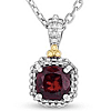 Phillip Gavriel Sterling Silver and 18k Gold Cushion Cut Garnet Popcorn Necklace