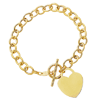 14k Yellow Gold Classic Heart Charm Toggle Bracelet With Oval Links 7.5in