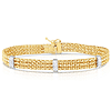14k Yellow Gold Triple Row Popcorn .18 ct Diamond Bracelet