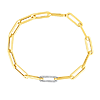 14k Yellow Gold .32 ct Diamond Paper Clip Bracelet 