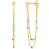 14k Two-tone Gold 2in Box Chain with Beads Front to Back Earrings