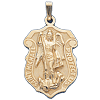 14kt Yellow Gold 1in St. Michael Shield Pendant