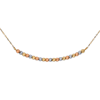 14k Yellow Gold Tri-Color Curved Bead Bar Necklace