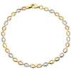 14k Tri-color Diamond-cut Oval Link Bracelet 7.5in