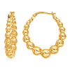 14k Yellow Gold Graduated Puff Bead Hoop Earrings 1in