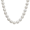 Gold-plated Sterling Silver 10mm Ringed Barrel Freshwater Cultured White Pearl Necklace
