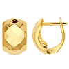 14k Yellow Gold Diamond-Pattern Lever Back Huggie Hoop Earrings