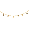 14k Yellow Gold Choker Necklace with Hammered and Polished Round Drops