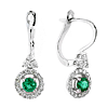 14k White Gold 0.4 ct tw Round Emerald and Diamond Dangle Earrings