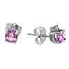 14k White Gold .70 ct tw Round Pink Sapphire and Diamond Stud Earrings