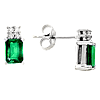 14k White Gold 1.2 ct tw Emerald Stud Earrings With Diamonds