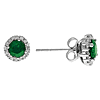 14k White Gold 1 ct tw Emerald Halo Stud Earrings with Diamonds