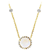 14k Yellow Gold 1 ct Opal Halo Necklace with Diamonds