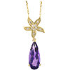 14k Yellow Gold Pear Amethyst Diamond Starfish Necklace