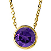 14k Yellow Gold 0.9 ct Amethyst Solitaire Bezel Necklace