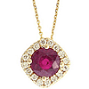 14k Yellow Gold 0.5 ct Ruby Halo Necklace with Diamonds