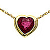 14k Yellow Gold 0.6 ct Heart Ruby and Diamond Station Necklace