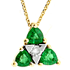14k Yellow Gold Emerald and Diamond Triangle Necklace