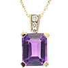14k Rose Gold 1.6 ct Emerald-cut Amethyst Necklace with Diamonds