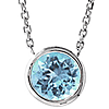 14k White Gold 1 ct Aquamarine Solitaire Bezel Necklace
