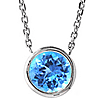 14k White Gold 1 ct Blue Topaz Solitaire Bezel Necklace