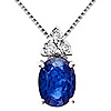 14k White Gold 1 ct Oval-cut Blue Sapphire Necklace with Diamonds