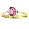 14k Yellow Gold .60 ct Emerald-cut Pink Tourmaline Ring With Diamonds