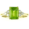 14k Yellow Gold 1.7 ct Emerald-cut Peridot Ring With Diamonds