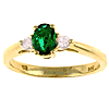 14k Yellow Gold .50 ct Oval Emerald Ring With Two Diamond Accents
