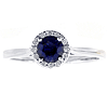 14k White Gold 0.60 ct Sapphire Halo Ring With Diamonds