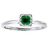 14k White Gold 0.30 ct Square Emerald Halo Ring With Diamonds