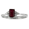 14k White Gold 0.70 ct Octagonal Ruby Ring With Diamonds