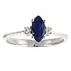 14k White Gold 0.75 ct Marquise Blue Sapphire Ring With Diamonds