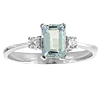 14k White Gold 1 ct Octagonal Aquamarine Ring With Diamonds