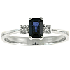 14k White Gold 0.70 ct Octagonal Blue Sapphire Ring With Diamonds