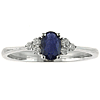 14k White Gold .60 ct Oval Blue Sapphire Ring With Diamonds