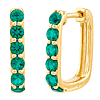 10k Yellow Gold Lab-Created Emerald Huggie Hoop Earrings