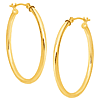 14k Yellow Gold 1.2in Classic Round Tube Hoop Earrings 2mm